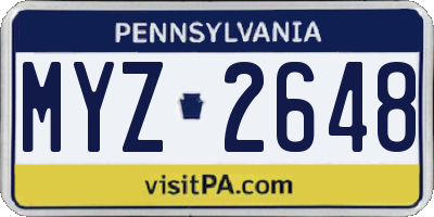 PA license plate MYZ2648