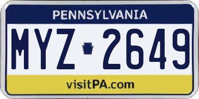 PA license plate MYZ2649