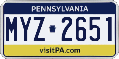 PA license plate MYZ2651