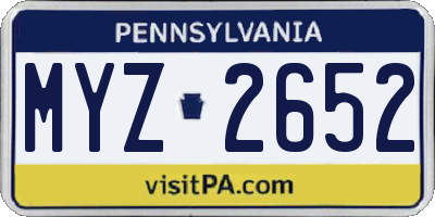 PA license plate MYZ2652