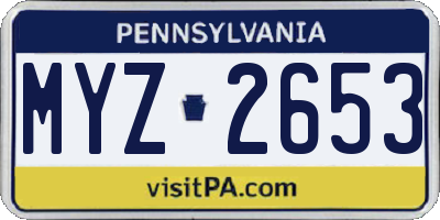 PA license plate MYZ2653