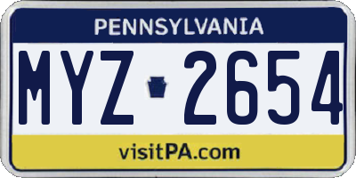 PA license plate MYZ2654