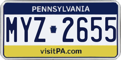 PA license plate MYZ2655