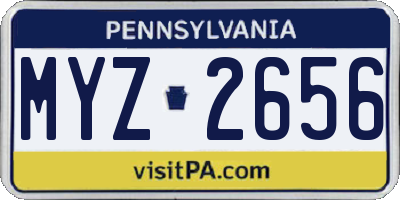 PA license plate MYZ2656