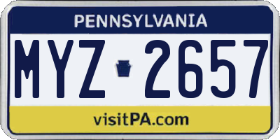 PA license plate MYZ2657