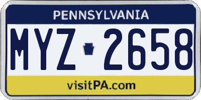 PA license plate MYZ2658