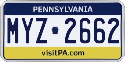 PA license plate MYZ2662