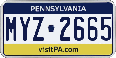 PA license plate MYZ2665