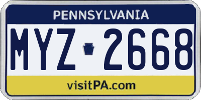 PA license plate MYZ2668