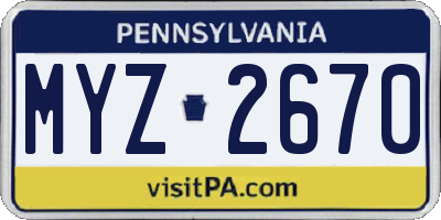 PA license plate MYZ2670