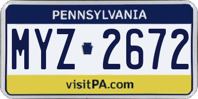 PA license plate MYZ2672