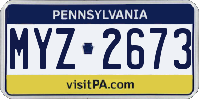 PA license plate MYZ2673
