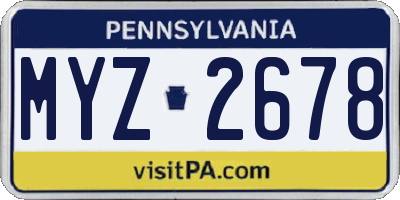 PA license plate MYZ2678