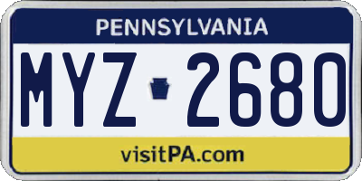 PA license plate MYZ2680