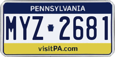 PA license plate MYZ2681