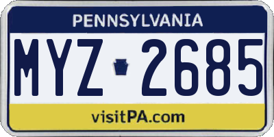 PA license plate MYZ2685