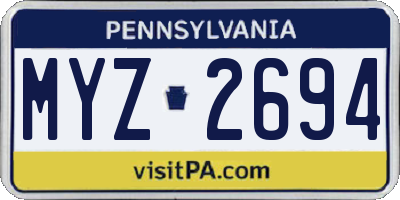 PA license plate MYZ2694