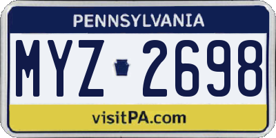 PA license plate MYZ2698