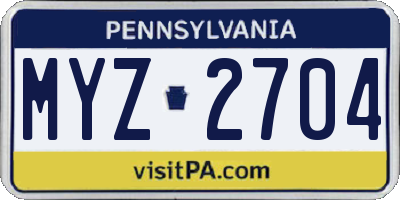 PA license plate MYZ2704