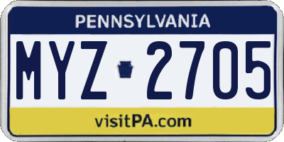 PA license plate MYZ2705