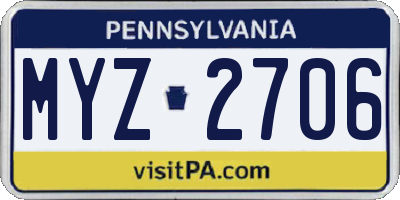 PA license plate MYZ2706