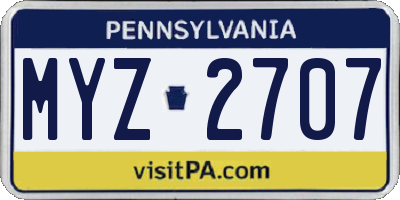 PA license plate MYZ2707