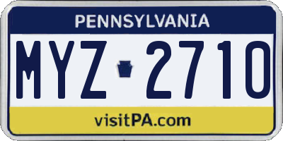PA license plate MYZ2710