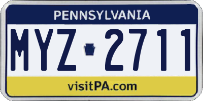 PA license plate MYZ2711