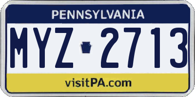 PA license plate MYZ2713
