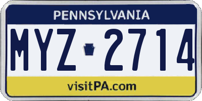 PA license plate MYZ2714