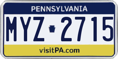 PA license plate MYZ2715