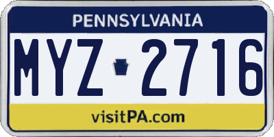 PA license plate MYZ2716