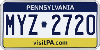 PA license plate MYZ2720