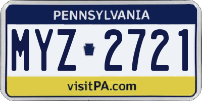 PA license plate MYZ2721