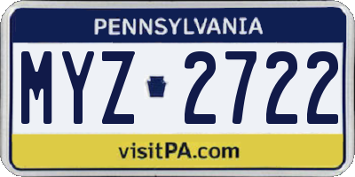 PA license plate MYZ2722