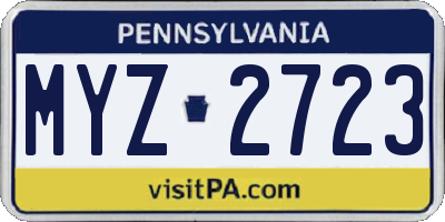 PA license plate MYZ2723