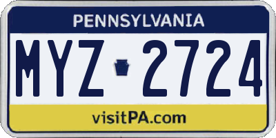 PA license plate MYZ2724
