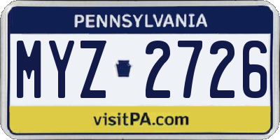 PA license plate MYZ2726