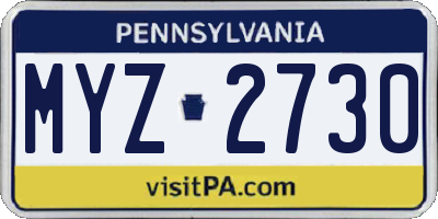 PA license plate MYZ2730