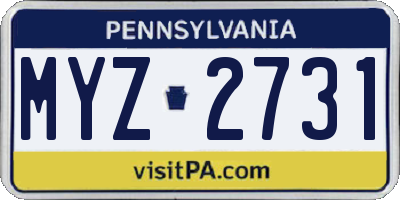 PA license plate MYZ2731