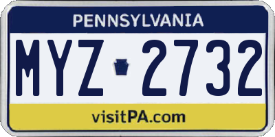 PA license plate MYZ2732