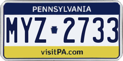 PA license plate MYZ2733