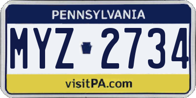 PA license plate MYZ2734