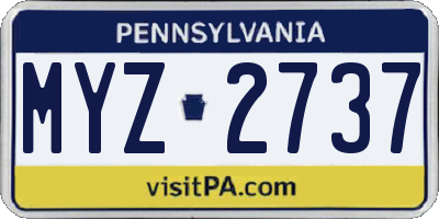 PA license plate MYZ2737