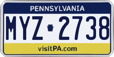 PA license plate MYZ2738