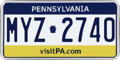 PA license plate MYZ2740