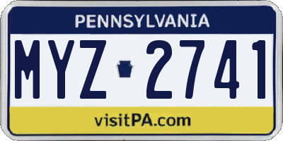 PA license plate MYZ2741