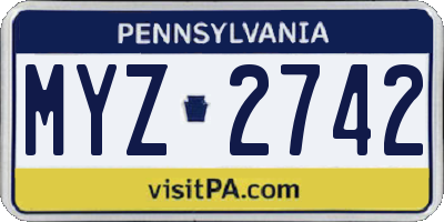 PA license plate MYZ2742