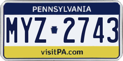 PA license plate MYZ2743