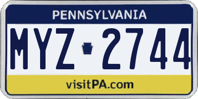 PA license plate MYZ2744